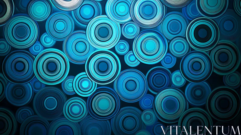 Abstract Blue Concentric Circles Pattern in Modern Digital Art.