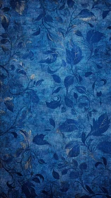 Blue textured floral background shows dense leaf silhouettes