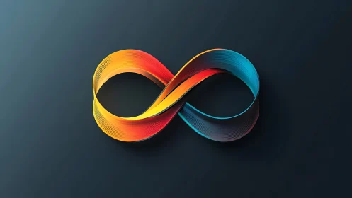 Color-shifted infinity loop glows against dark gradient background.