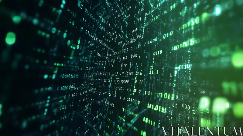 Binary data streams form immersive neon digital code tunnel