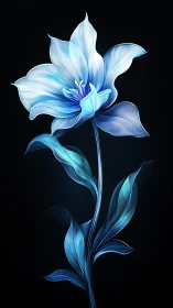 Azure Blossom with Dynamic Petal Articulation Against Void