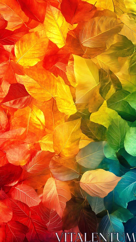 Macro botanical leaf gradient in full visible spectrum tones