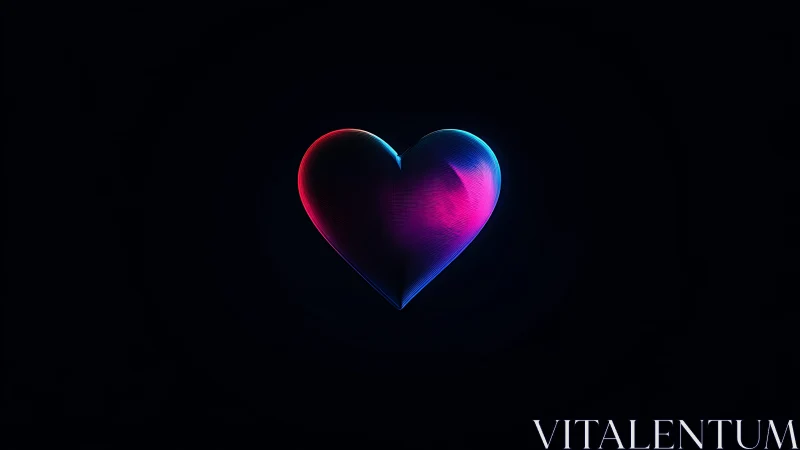 Neon Heart with Gradient Glow Against Dark Background.