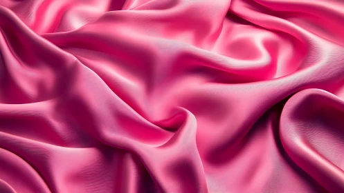 Pink Fabric with Dimensional Folds and Light Reflections.