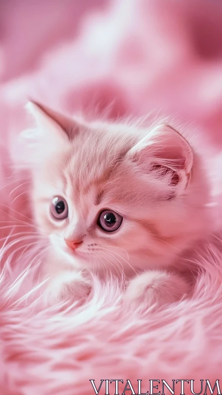 Adorable Pink Kitten With Captivating Eyes.