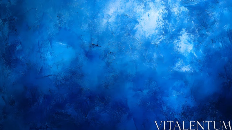 Abstract Blue Textured Painting with Cool Tones and Soft Blending.