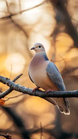 Gentle dove perched in golden afternoon light.