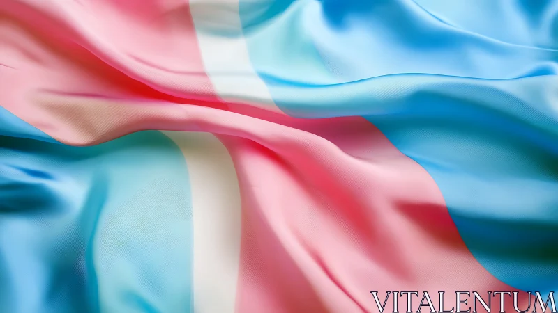 Transgender Pride Flag in Soft Fabric Waves, Realistic Style.