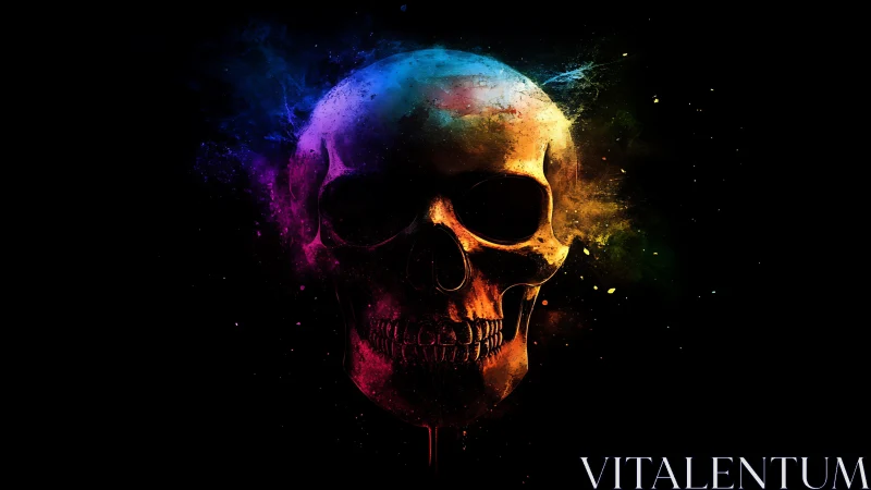 Chromatic skull portrait in high-contrast digital painting.