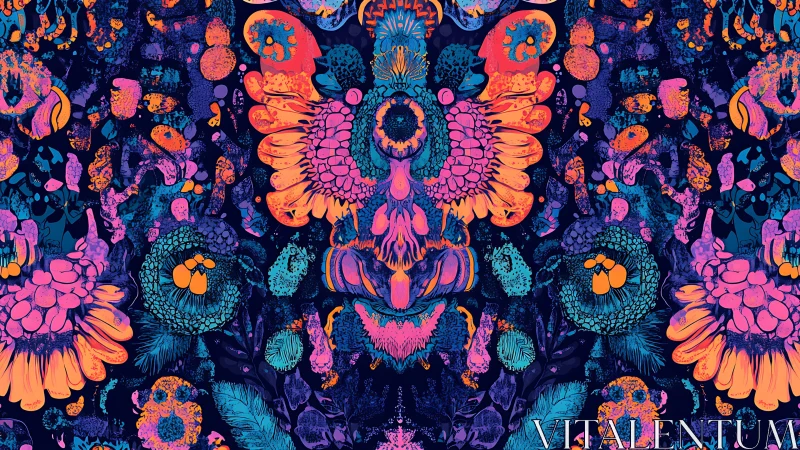 Vibrant floral dreamscape glows with bold neon garden life