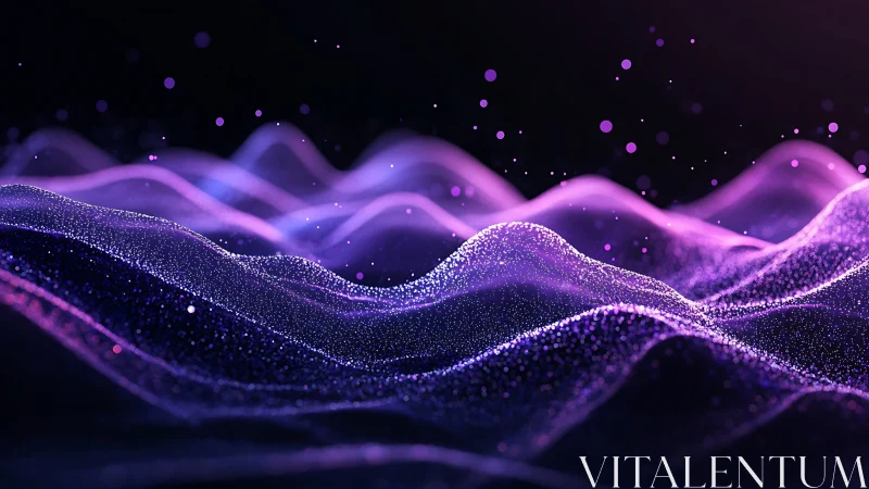 Neon particle wavefield visualization with luminous depth gradients.