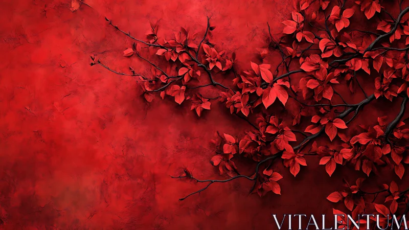 Crimson vine overture curling across a velvet-red hush.