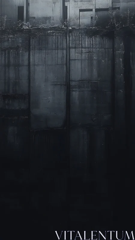 Rain-soaked brutalist monolith wall in nocturnal silence.