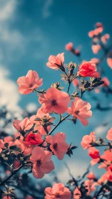 Coral Flowers Luminous Against Azure Sky