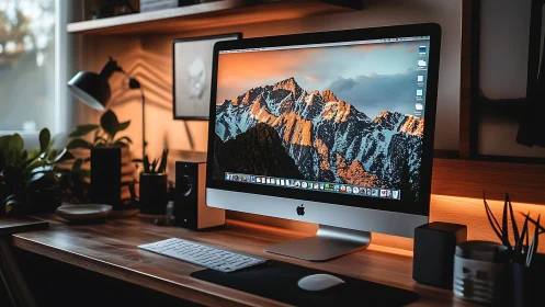 Desktop computer workstation with monitor and peripherals.