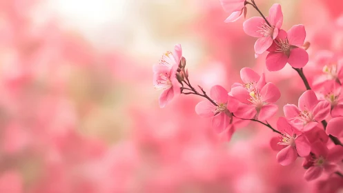 Cherry Blossoms Dancing Through Pink Dreamscape Depths