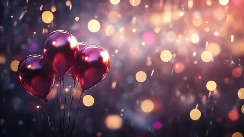 Shimmering Celebration Balloons Glow Softly in Magical Light.