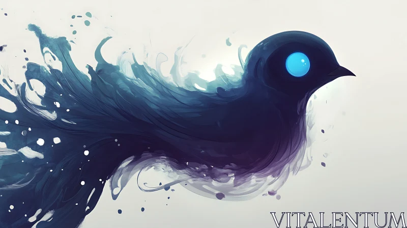 Abstract blue bird silhouette in fluid digital motion.
