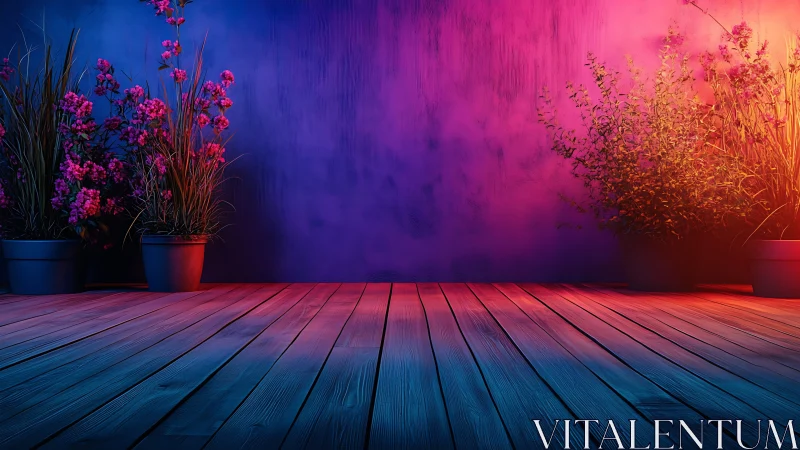 Glow-kissed patio with dreamy flowers and evening light.