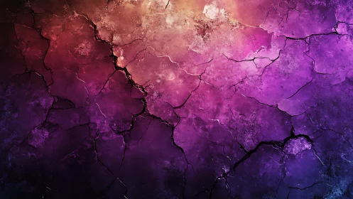 Cracked Abstract Texture with Purple and Orange Gradient Background.