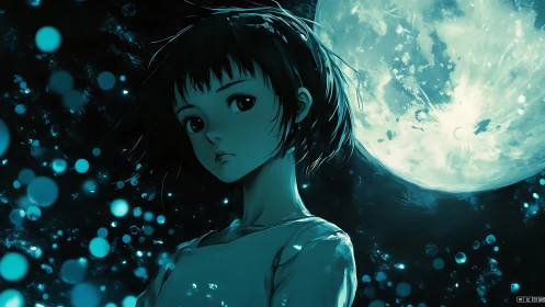 Quiet night gaze under a glowing, dreamlit full moon.