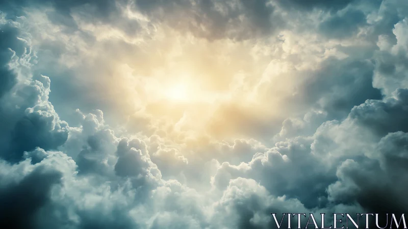 Backlit cumulonimbus cloudscape reveals radiant atmospheric light