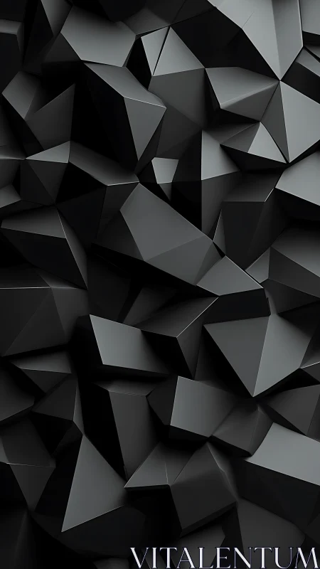 Geometric black polygonal facets forming angular surface.