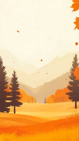 Minimalist Digital Landscape with Layered Mountain Terrain Silhouettes