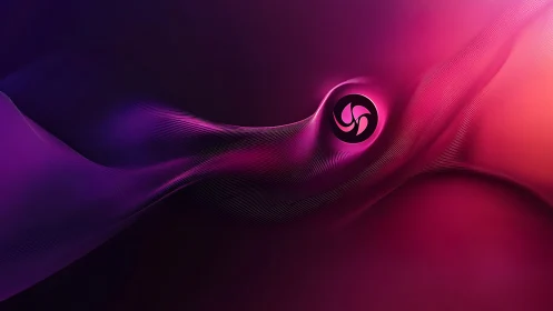 Parametric magenta wavefield encircling rotational glyph core.