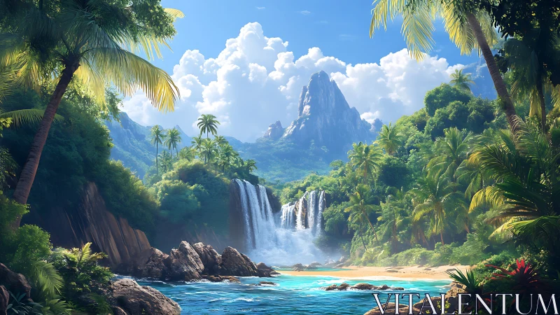 Emerald Cathedral: Where Waterfalls Embrace Towering Stone.