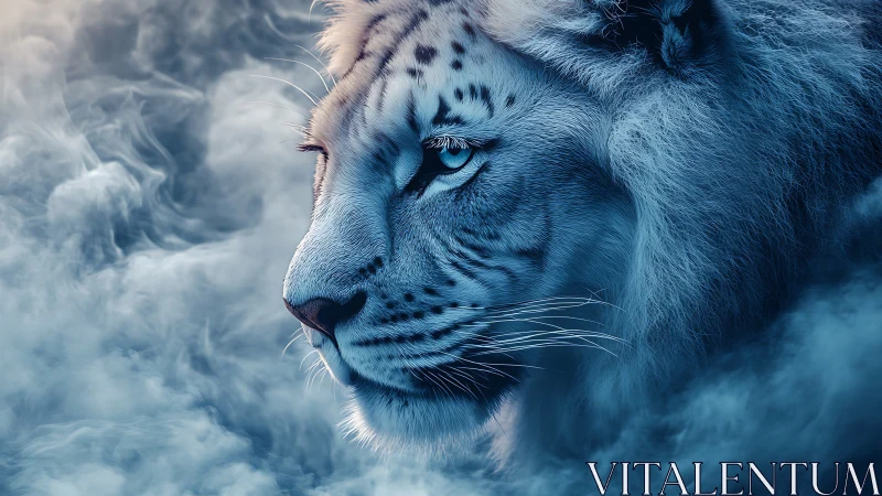 Spectral Bengal Tiger: Ethereal Ice-Blue Feline Portrait Analysis.
