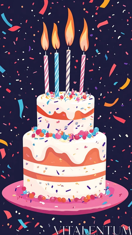 Magical Birthday Cake Celebration with Glowing Candles