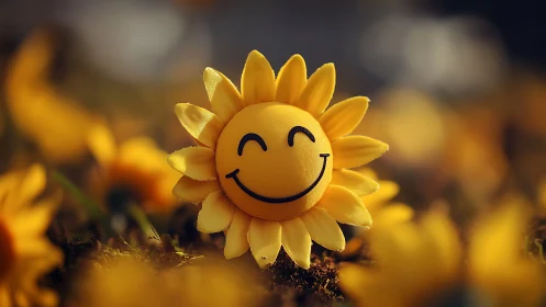 Smiling sunflower friend glowing in soft golden sunshine.
