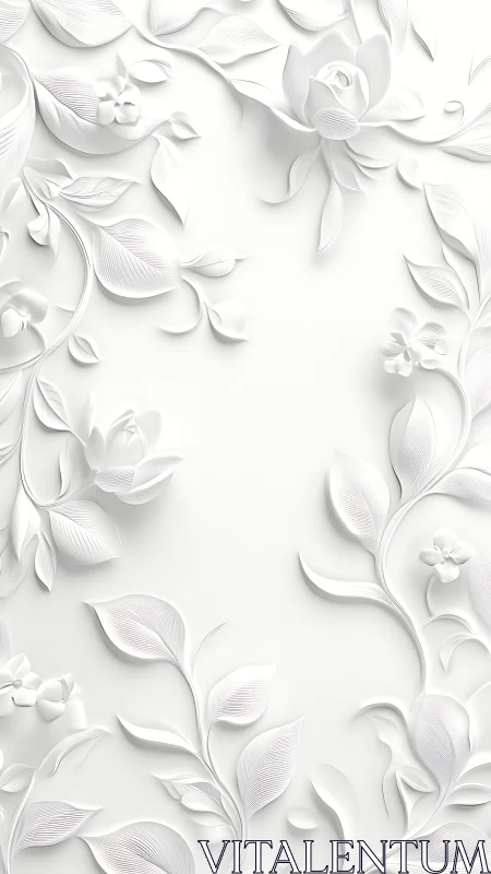 Monochromatic Sculptural Relief: Multi-Layered Floral Bas-Relief Study.