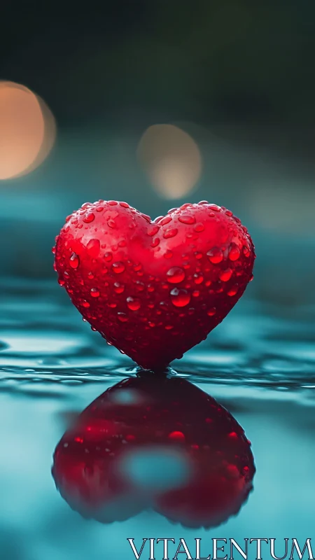 A Radiant Heart Glistens with Dewdrops in Liquid Light