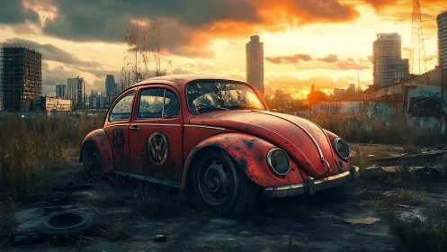 Rust kissed red beetle dreaming at the edge of tomorrow.