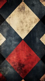 Grunge diamond grid pattern expresses vintage geometric tension