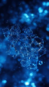 3D crystalline bubbles in deep blue bokeh field composition.