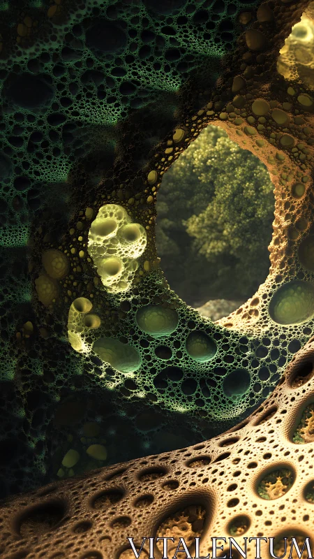 Fractal caverns breathe open, revealing a secret forest window