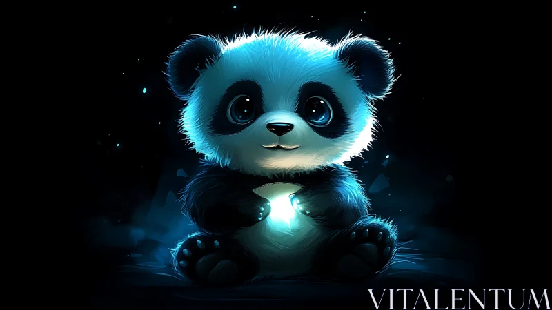 Bioluminescent-glow stylized panda rendered with rim lighting
