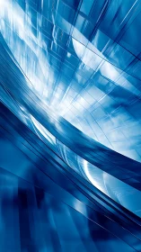 Curved glasslike blue streams bend through luminous space.