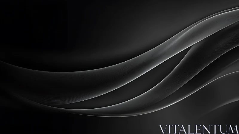Monochrome abstract waves on dark minimalist background.