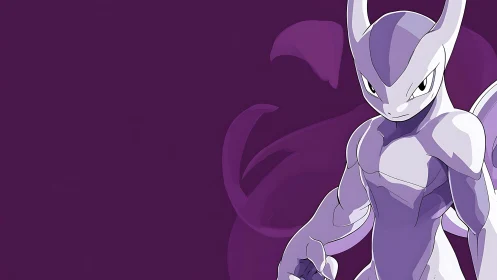 Powerful purple creature stands ready in bold anime style