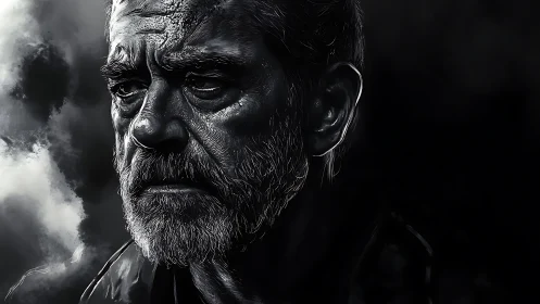 Monochrome digital portrait studies age, tension and texture