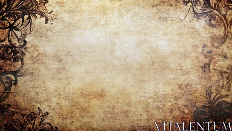 Vintage parchment background with dark floral borders.