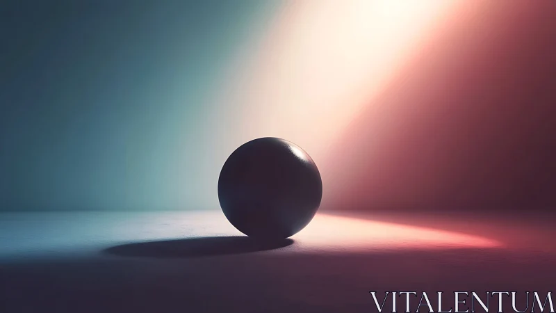 Gentle sphere resting in dreamy blue and rose light.