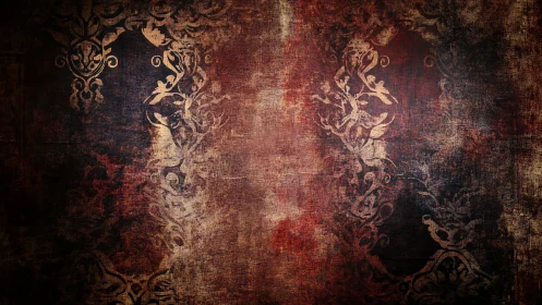 Textured surface presents aged ornamental vertical motifs