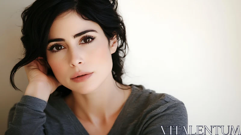 Soft-lit portrait captures a calm, introspective young woman