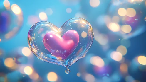 Translucent Heart Suspended in Bokeh Light Field