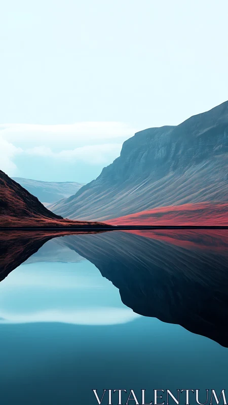 Silent mirrored fjord trades secrets with scarlet shoreline